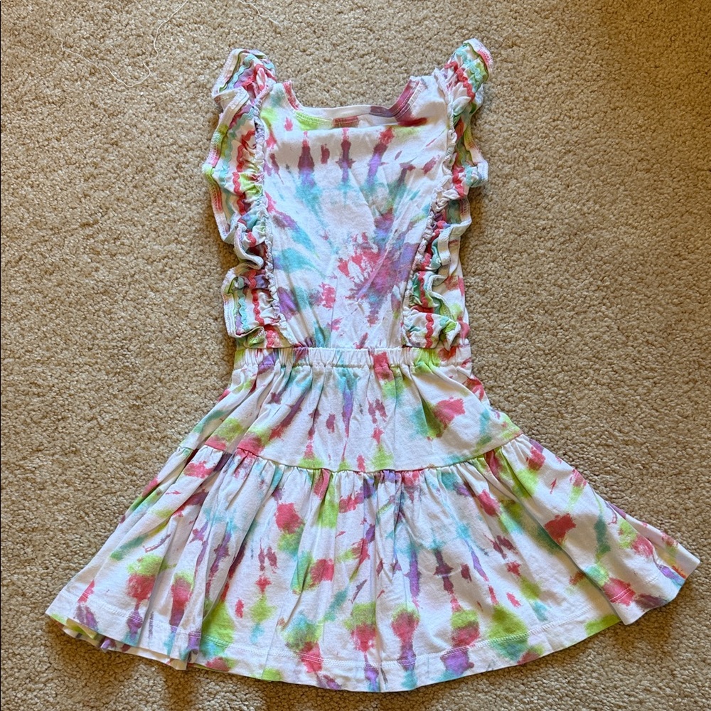 Crewcuts Tie-Dye Ruffle Sleeve Dress - Multicolor - Picture 4 of 4